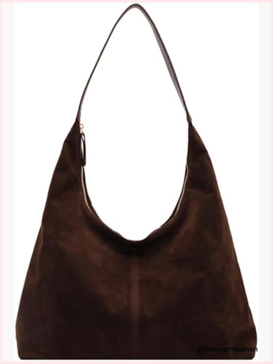 Handbags - Suede Hobo Tote Bag Shoulder Handbag Work Travel Purse